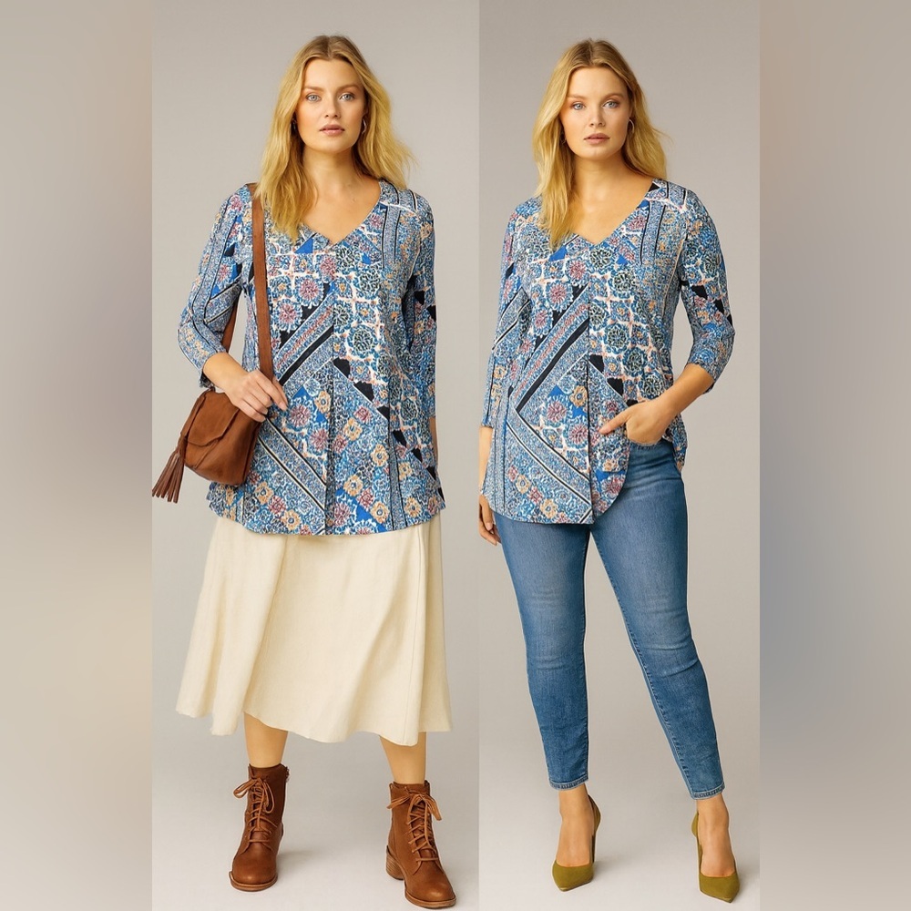 Ruby Rd. Multicolor Patterned Blouse - Picture 7 of 11
